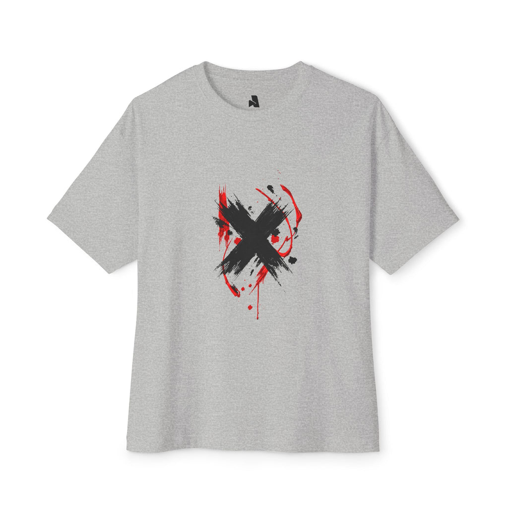 Boxy Tee with Grunge Paint X Graphic — Oversized Streetwear T-Shirt