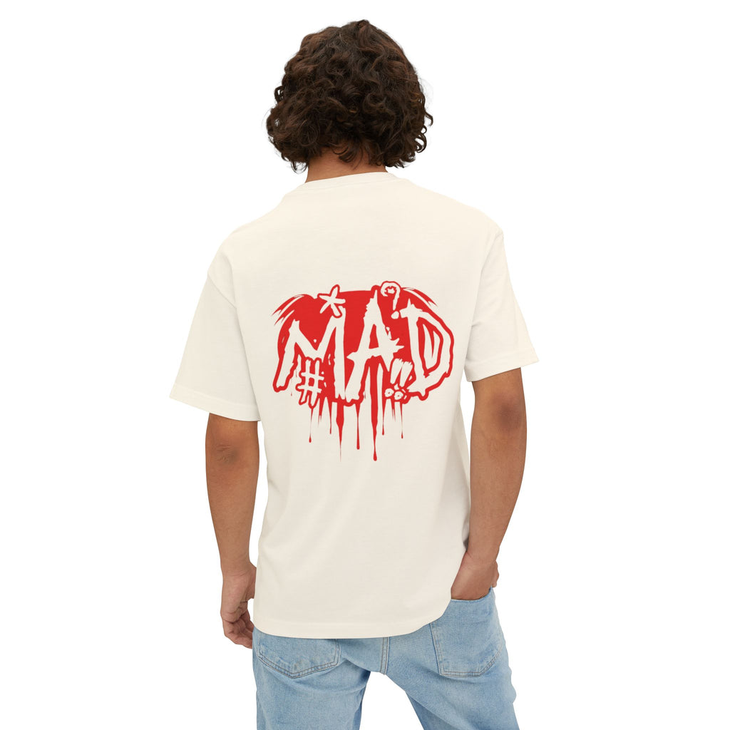 Boxy Tee — Small Red Drip "MAD" Logo Chest Graphic