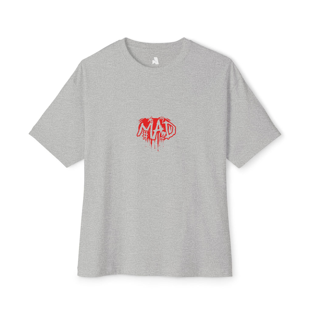 Boxy Tee — Small Red Drip "MAD" Logo Chest Graphic