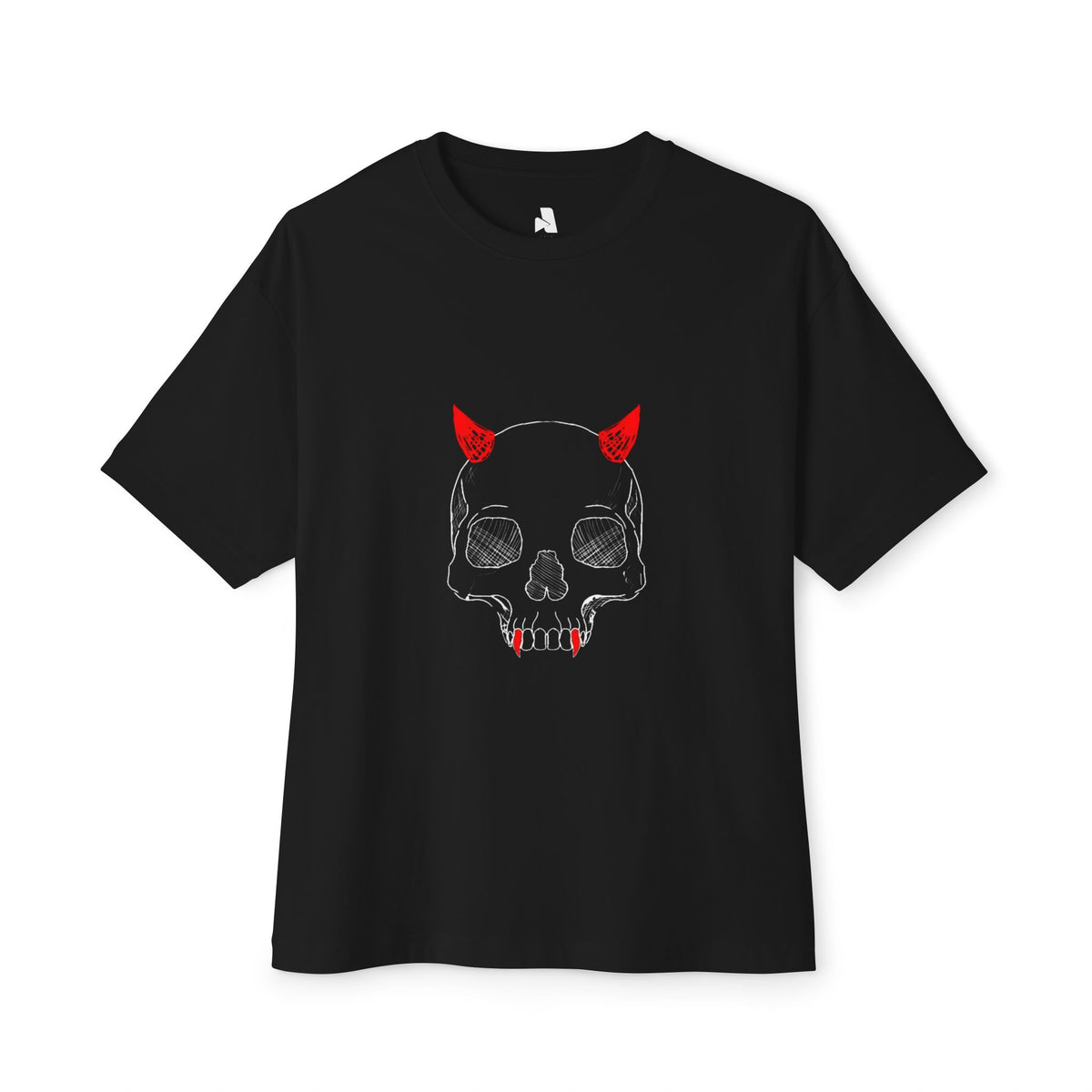 Doodled Skull Oversized Boxy Tee
