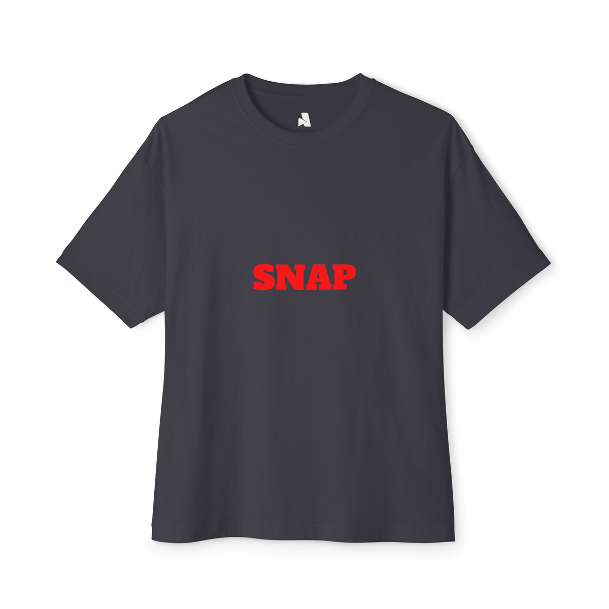 SNAP Graphic Tee — White Oversized Boxy T-Shirt with Bold Red Text