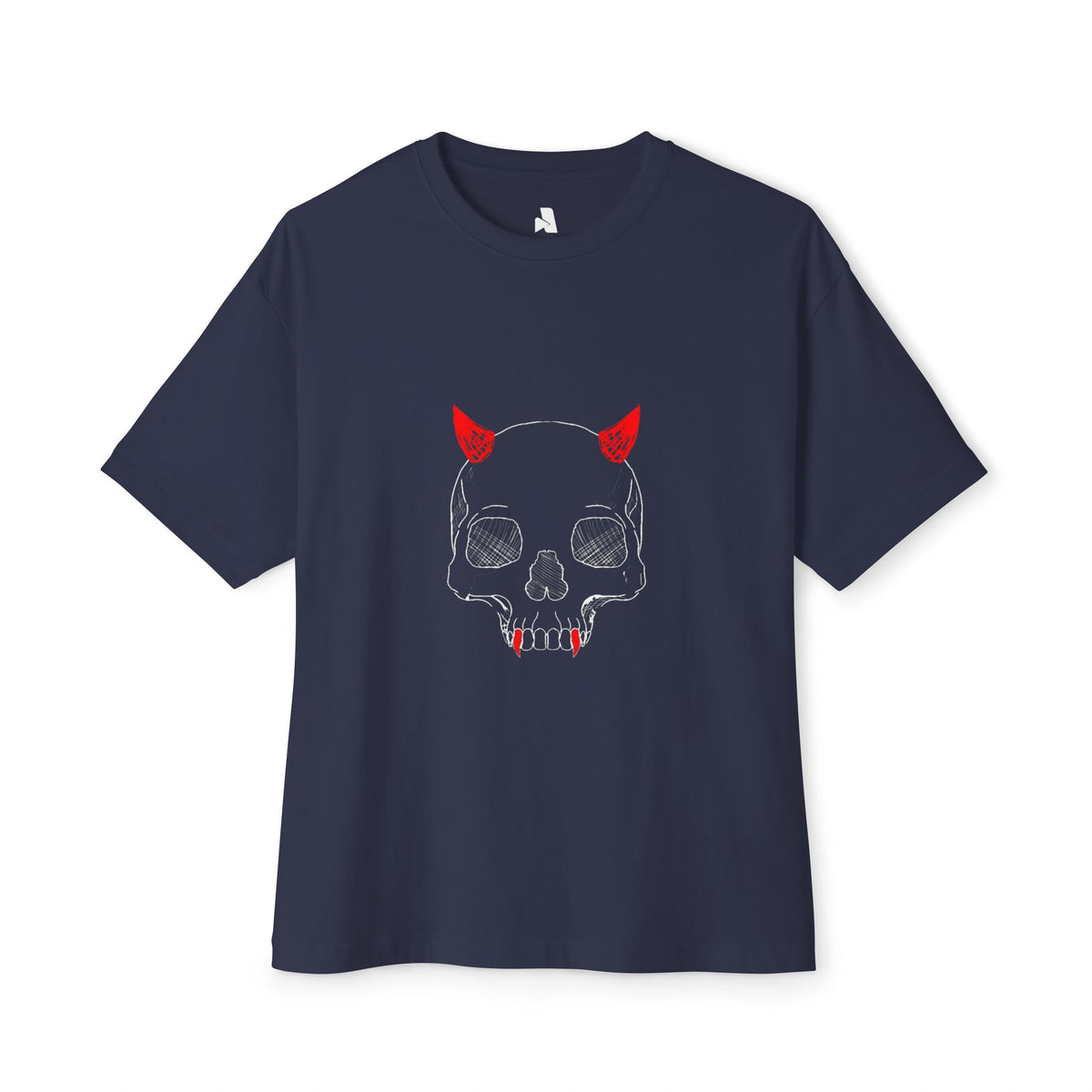 Doodled Skull Oversized Boxy Tee