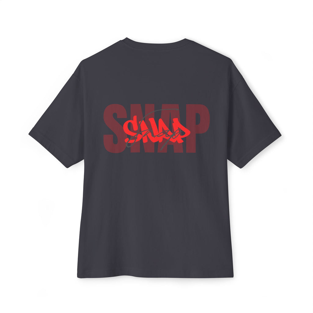 SNAP Graphic Tee — White Oversized Boxy T-Shirt with Bold Red Text