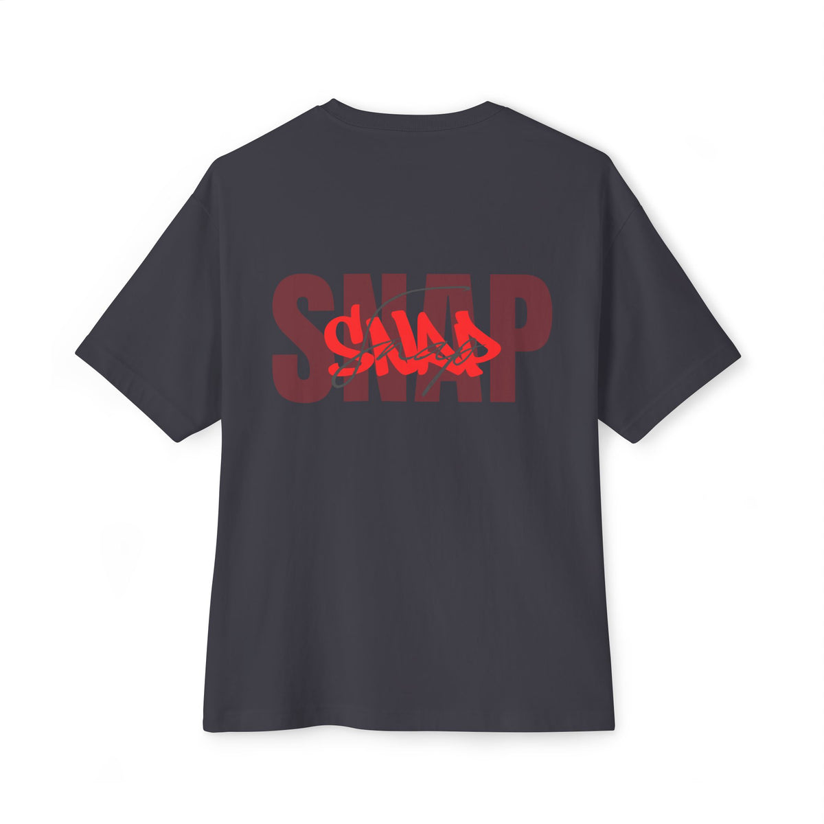 SNAP Graphic Tee — White Oversized Boxy T-Shirt with Bold Red Text