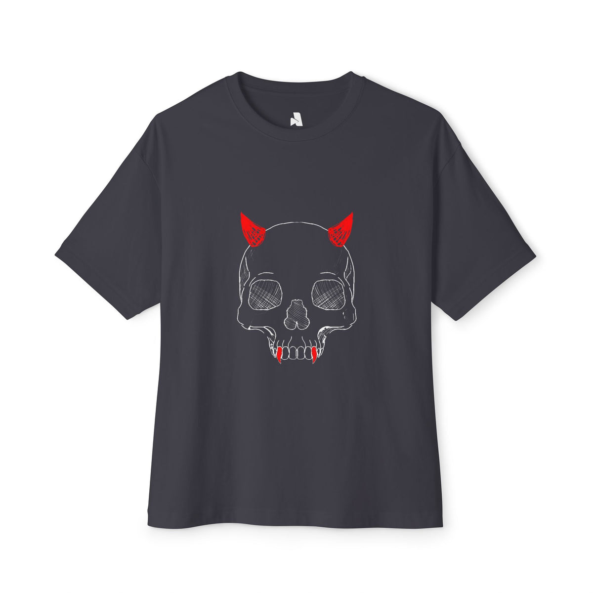 Doodled Skull Oversized Boxy Tee