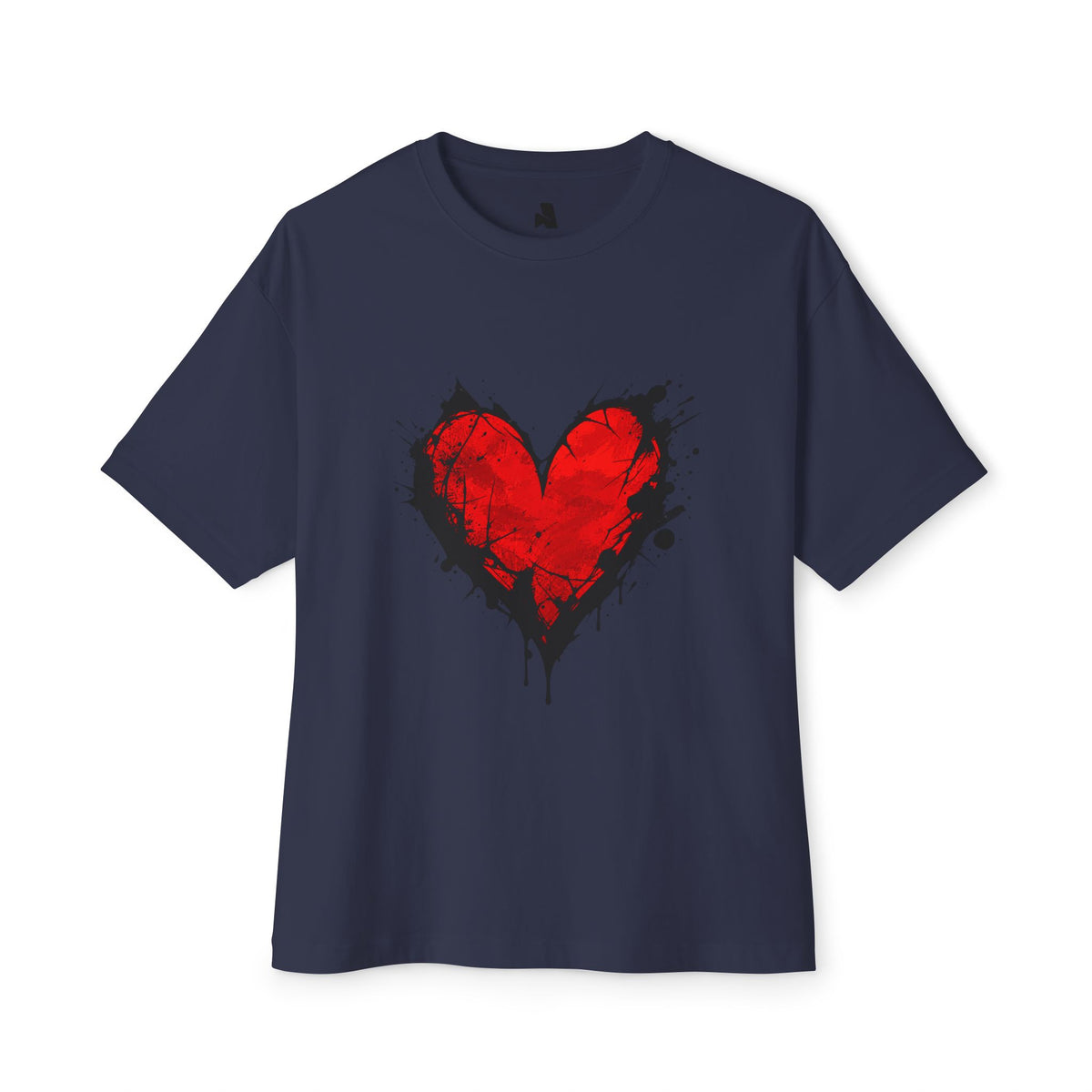Grunge Red Heart Oversized Tee — Boxy Unisex Graphic T-Shirt