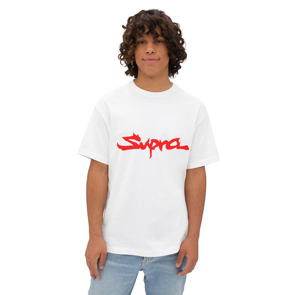 Supra Script Boxy Tee — White Oversized Graphic T-Shirt