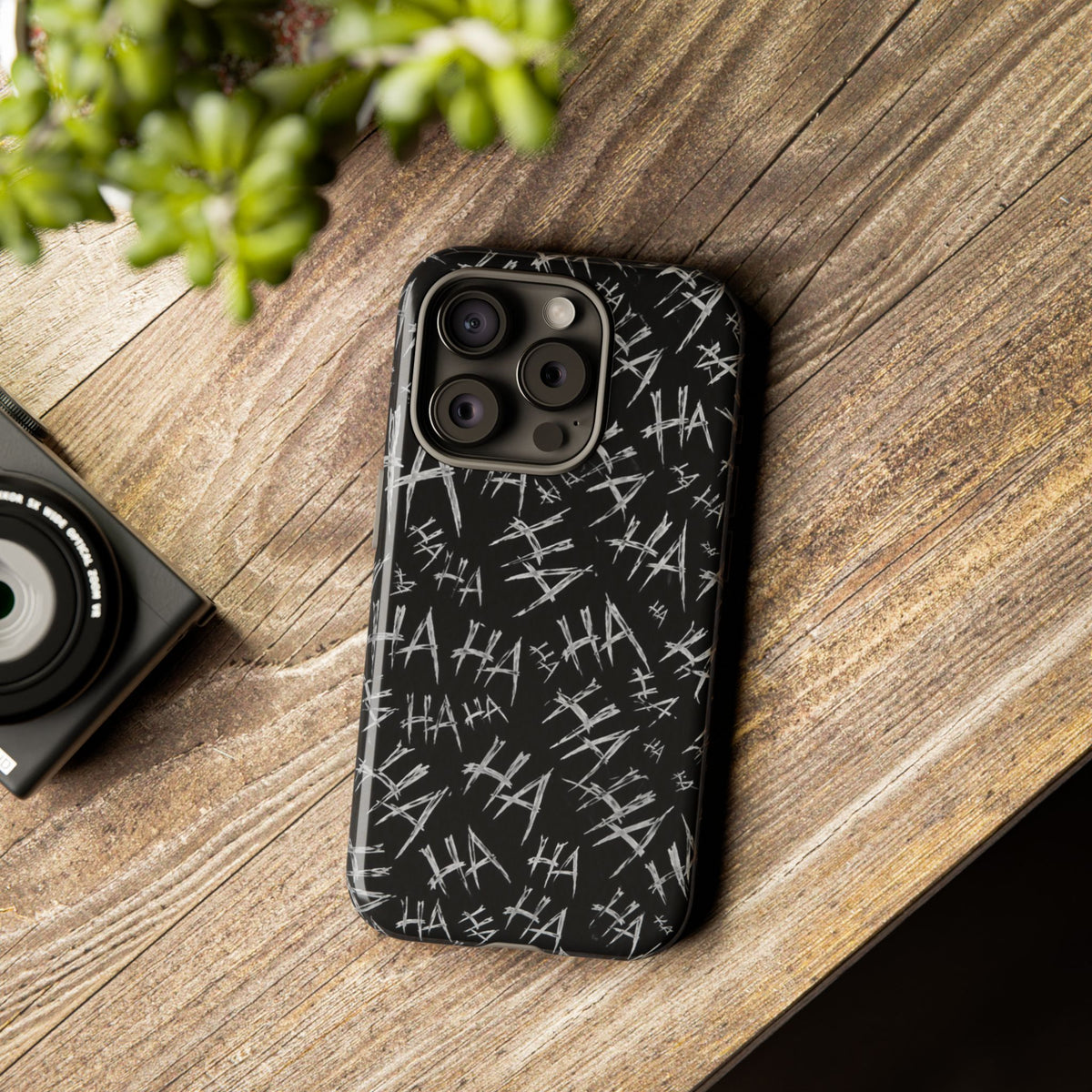 Phone Case — Black 'HA' Graffiti Pattern Protective Case