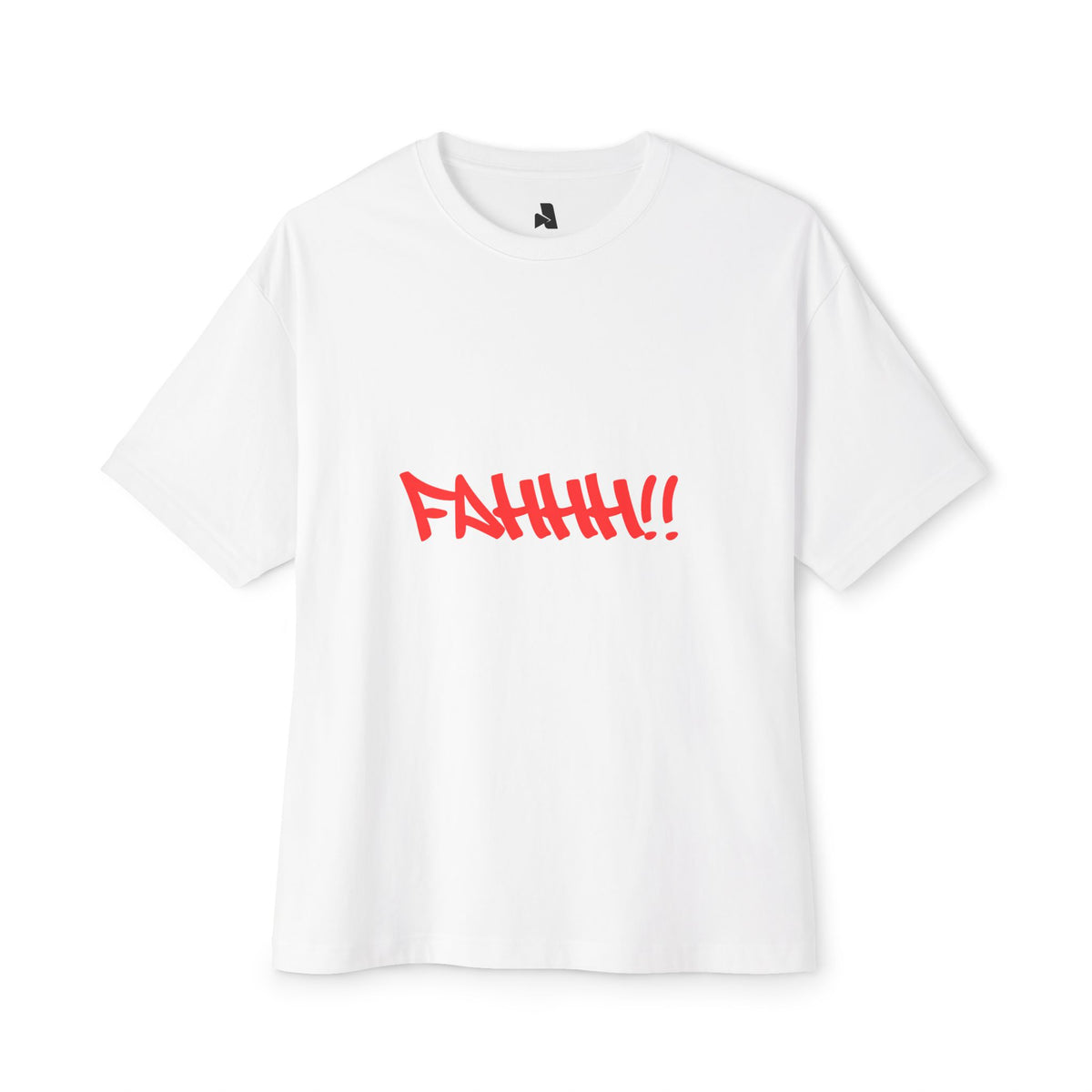 Boxy Tee — Red 'FAHHH!!' Graffiti Graphic