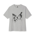 Cat Face Ink Splash Tee — Oversized Boxy Graphic T-Shirt