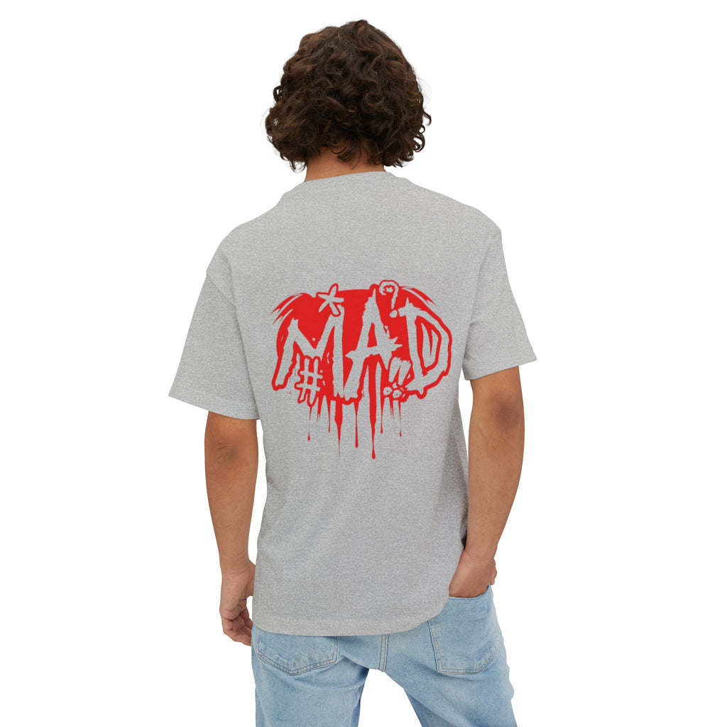 Boxy Tee — Small Red Drip "MAD" Logo Chest Graphic