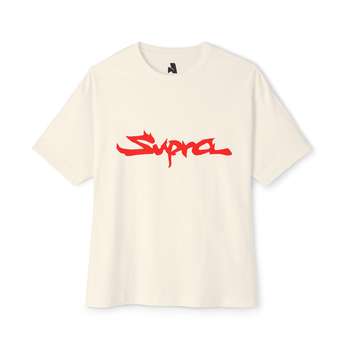 Supra Script Boxy Tee — White Oversized Graphic T-Shirt