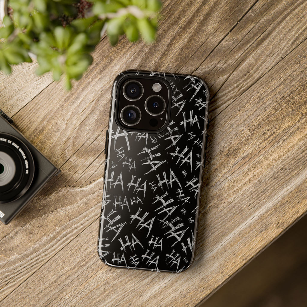 Phone Case — Black 'HA' Graffiti Pattern Protective Case