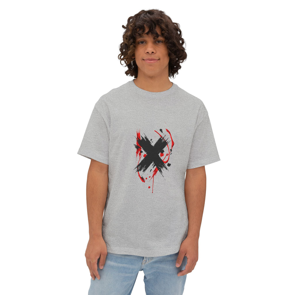 Boxy Tee with Grunge Paint X Graphic — Oversized Streetwear T-Shirt