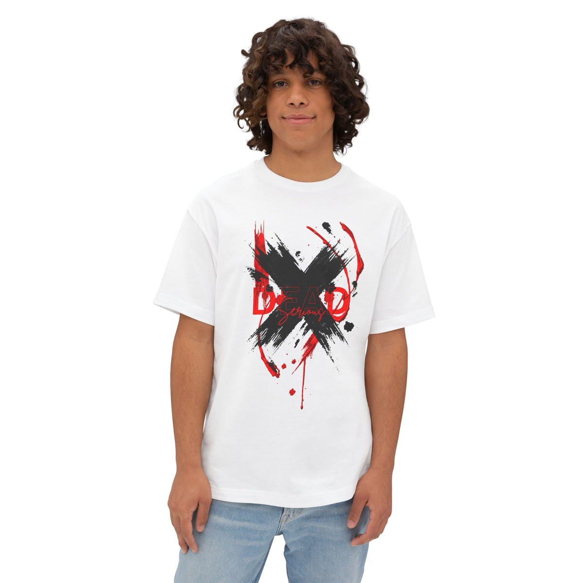 Boxy Tee — Red & Black Grunge X Graphic