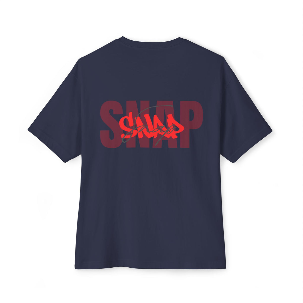 SNAP Graphic Tee — White Oversized Boxy T-Shirt with Bold Red Text