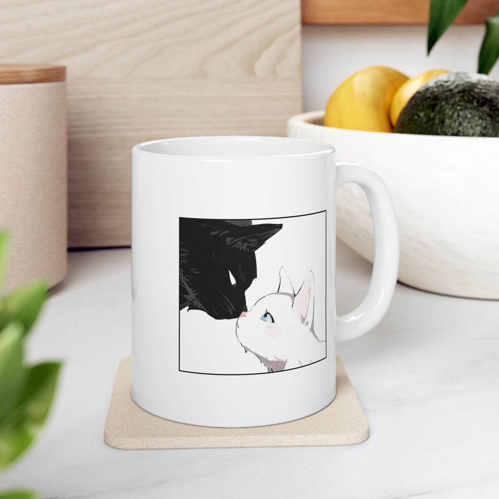 Minimal Cat Sketch Ceramic Mug — Cute Line Art Coffee Cup (11oz, 15oz)