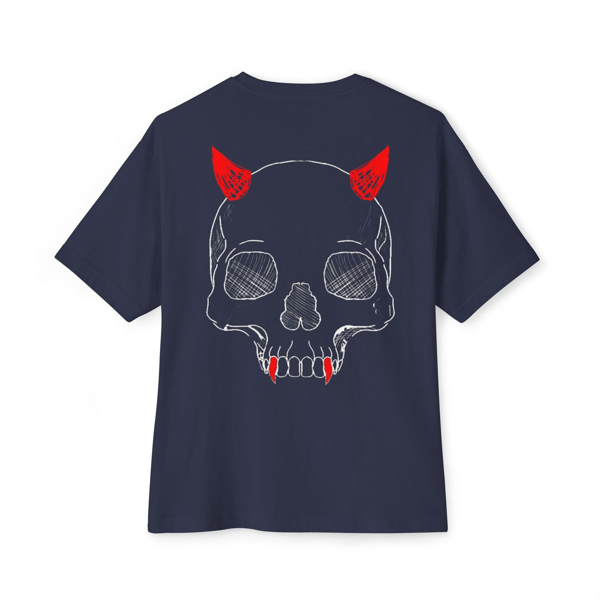 Doodled Skull Oversized Boxy Tee