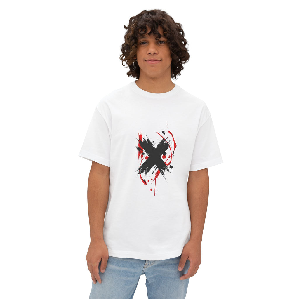 Boxy Tee with Grunge Paint X Graphic — Oversized Streetwear T-Shirt