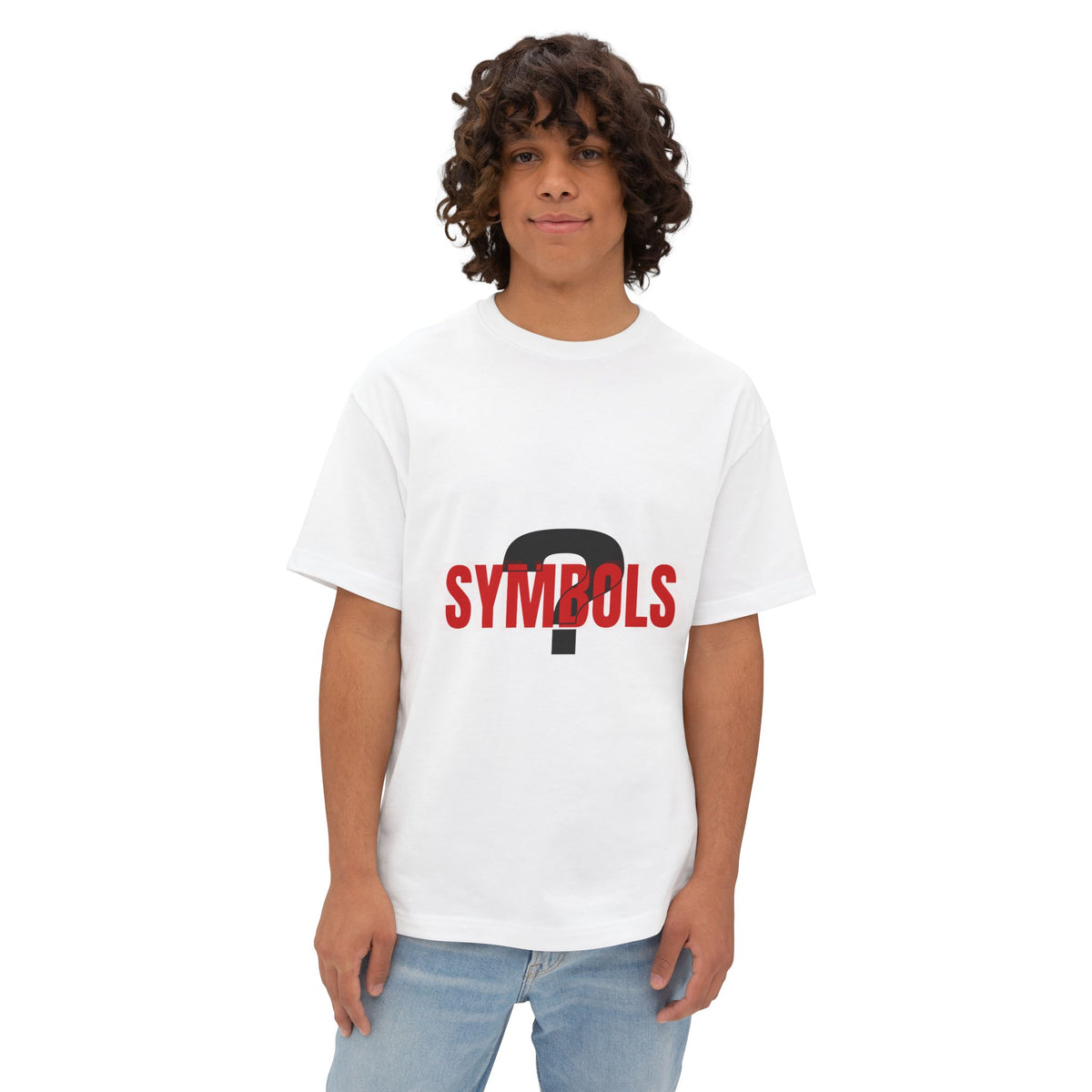Boxy Tee — 'SYMBOLS?' Graphic Oversized Cotton Tee