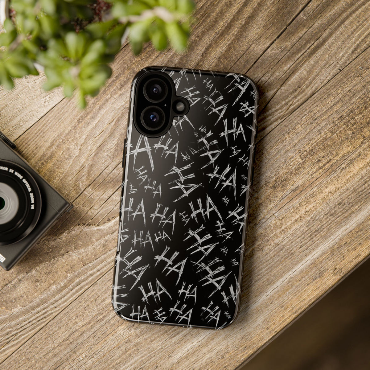 Phone Case — Black 'HA' Graffiti Pattern Protective Case