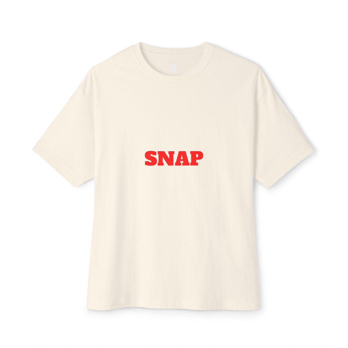SNAP Graphic Tee — White Oversized Boxy T-Shirt with Bold Red Text