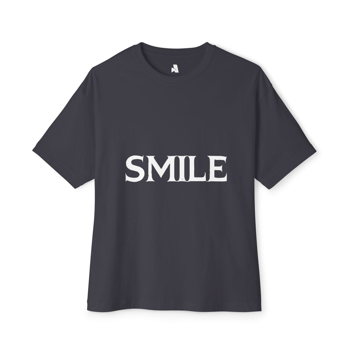 SMILE Graphic Tee — Black Oversized Boxy Shirt with White Gothic Text