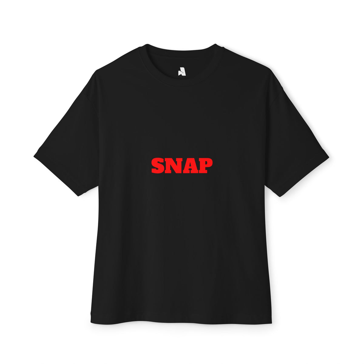 SNAP Graphic Tee — White Oversized Boxy T-Shirt with Bold Red Text