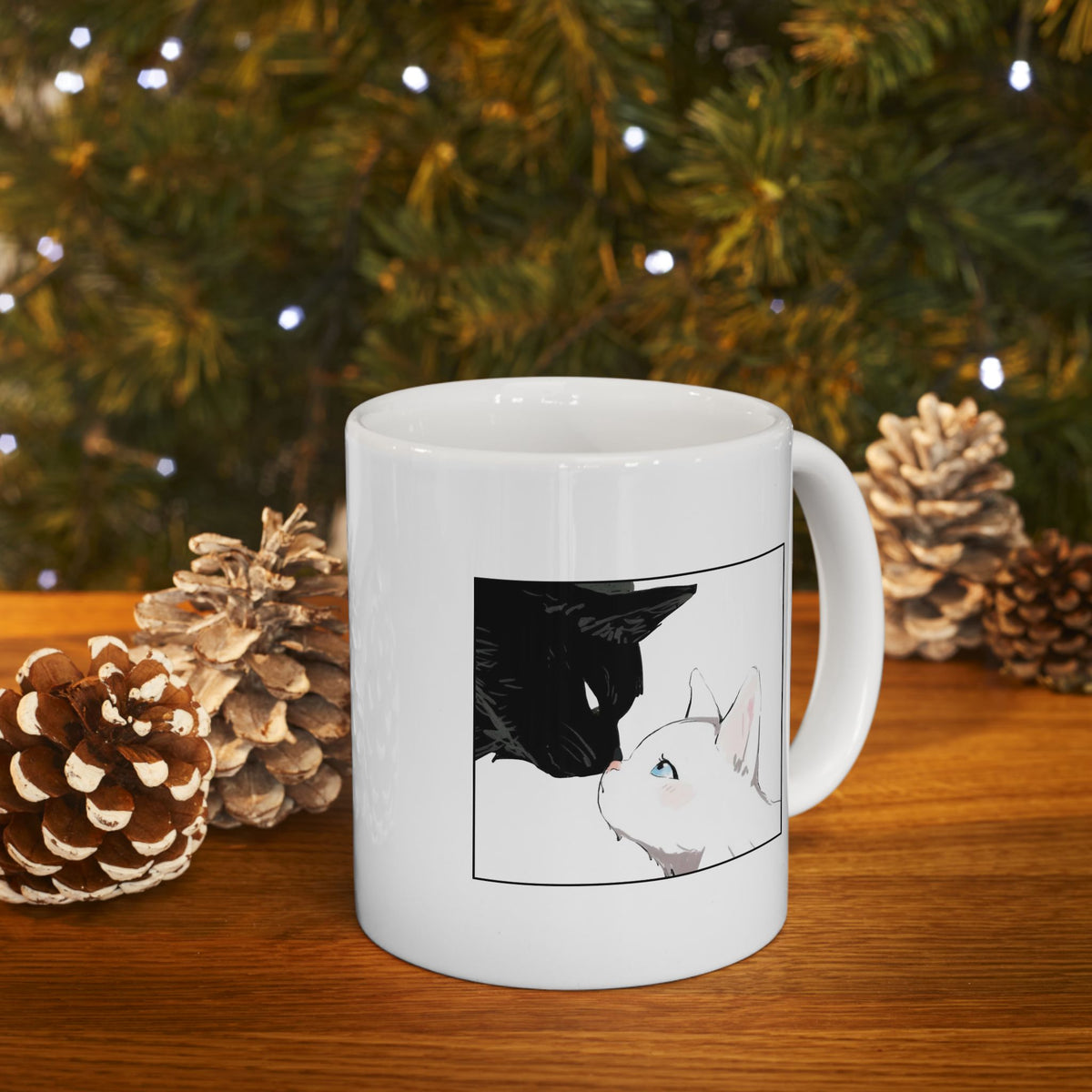 Minimal Cat Sketch Ceramic Mug — Cute Line Art Coffee Cup (11oz, 15oz)