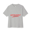 OVERCRAZY Tee — Oversized Boxy White T‑Shirt with Red Script