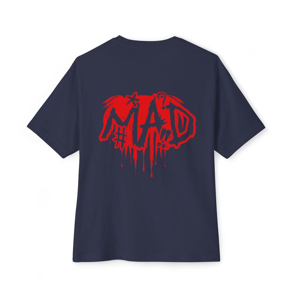 Boxy Tee — Small Red Drip "MAD" Logo Chest Graphic