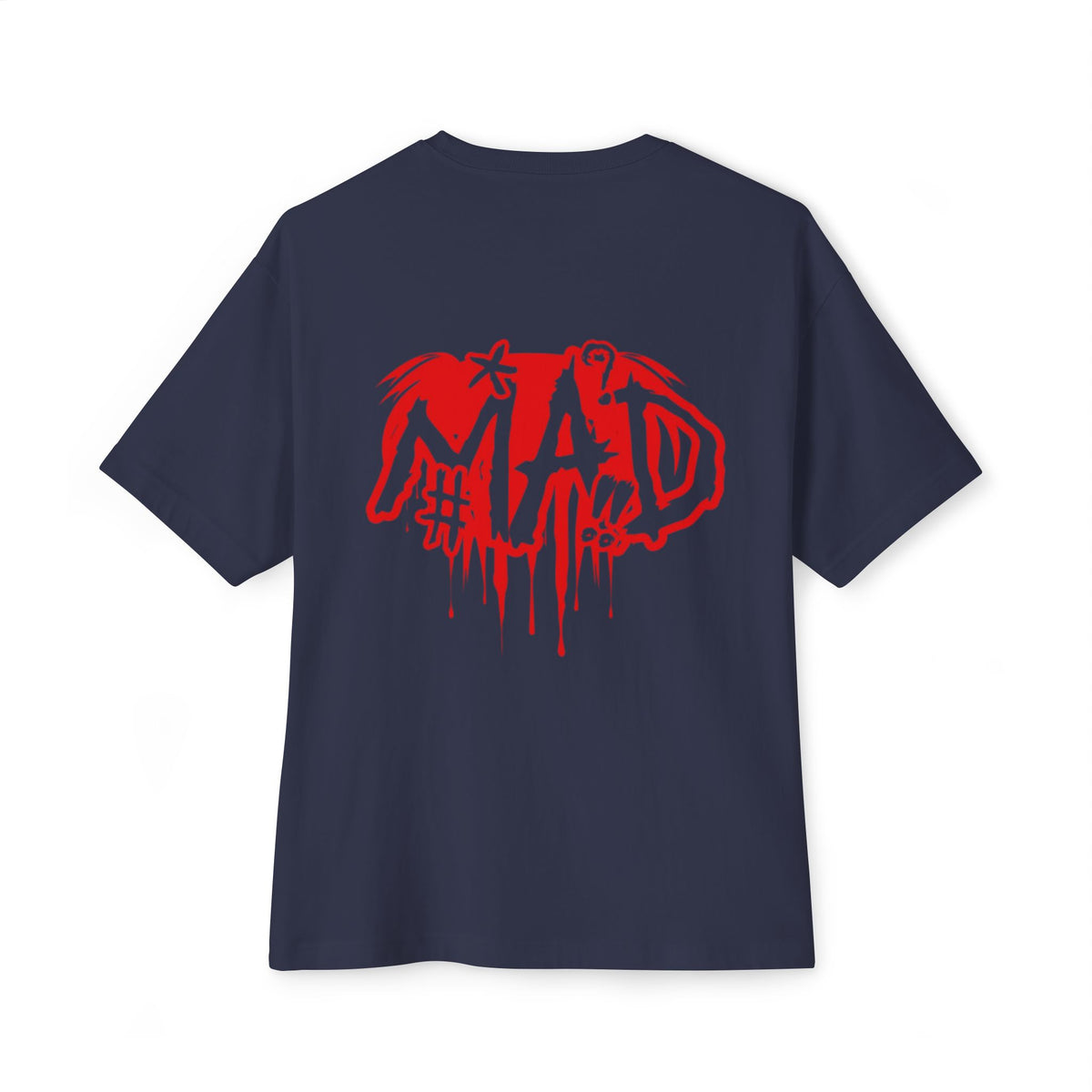 Boxy Tee — Small Red Drip "MAD" Logo Chest Graphic