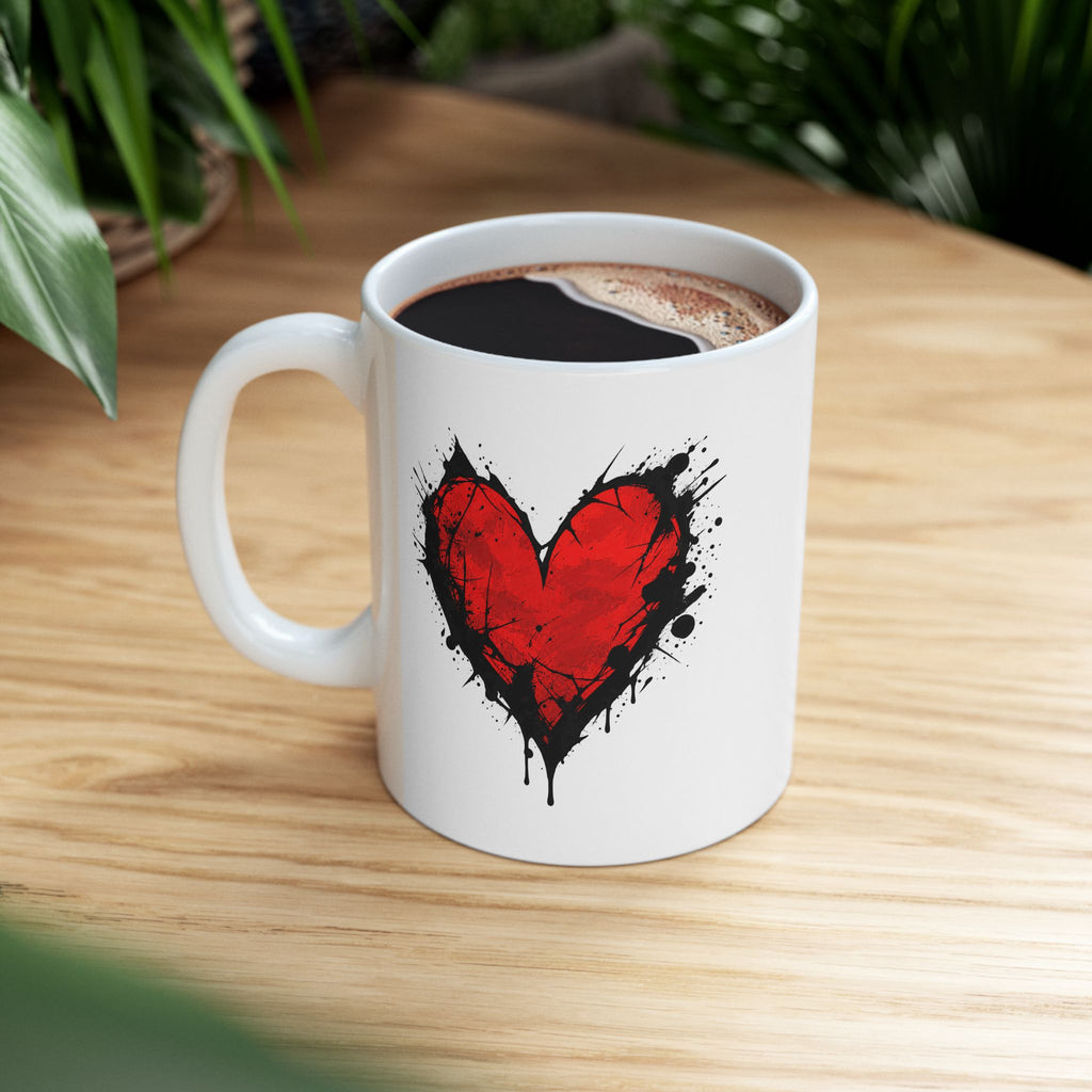 Heart Design Ceramic Mug, (11oz, 15oz)