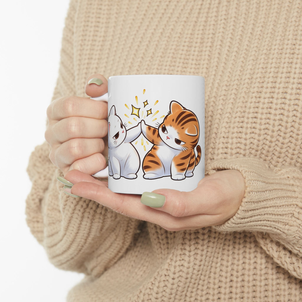 Cute Kitten Pair Ceramic Mug – Adorable Cat Illustration Coffee Cup (11oz, 15oz)