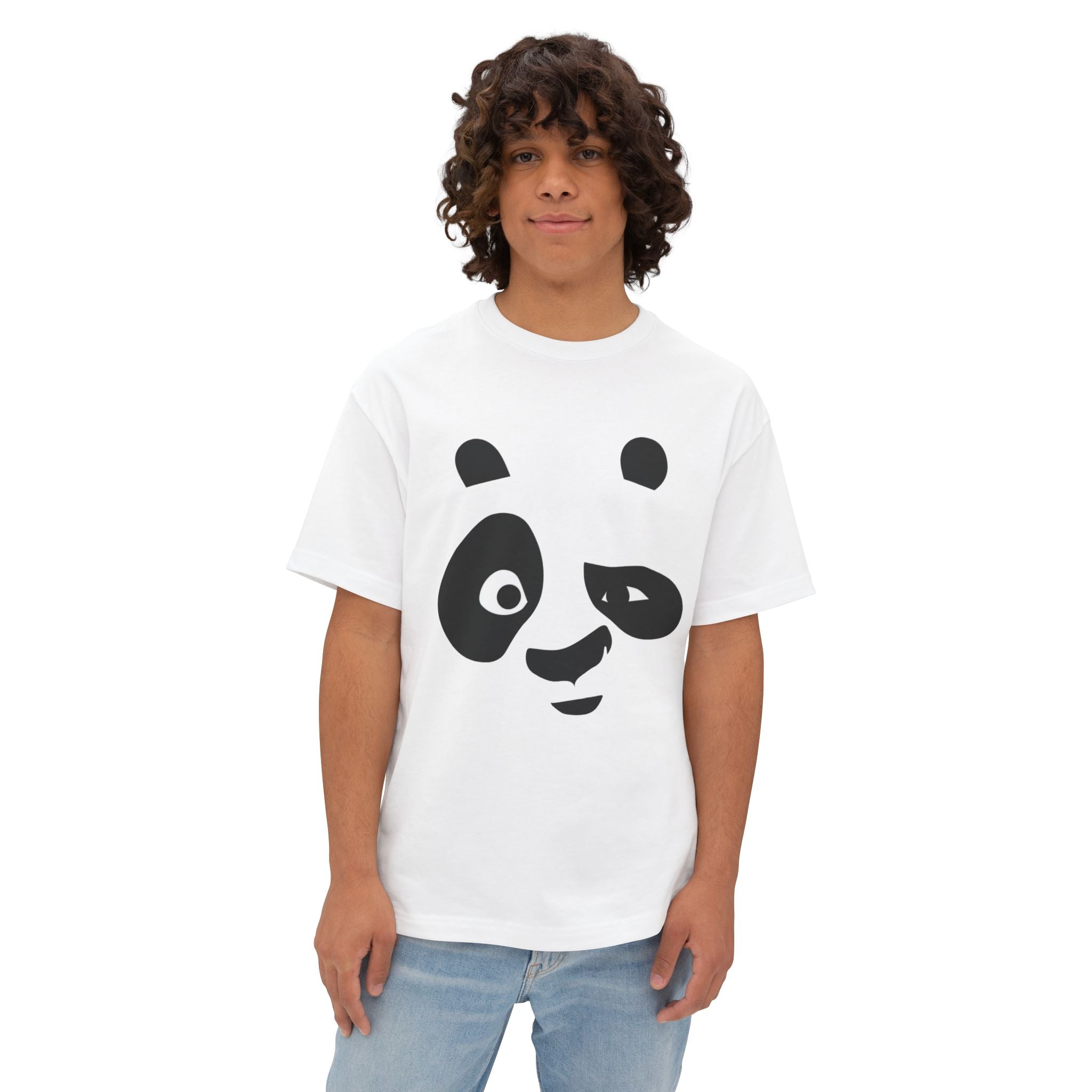 Panda Face Oversized Tee — Cute Minimalist Animal Graphic Shirt