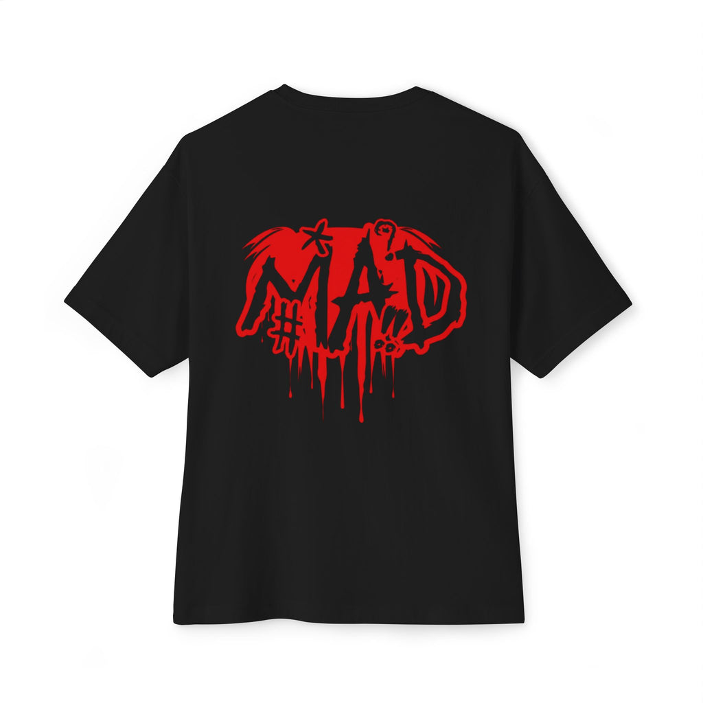 Boxy Tee — Small Red Drip "MAD" Logo Chest Graphic