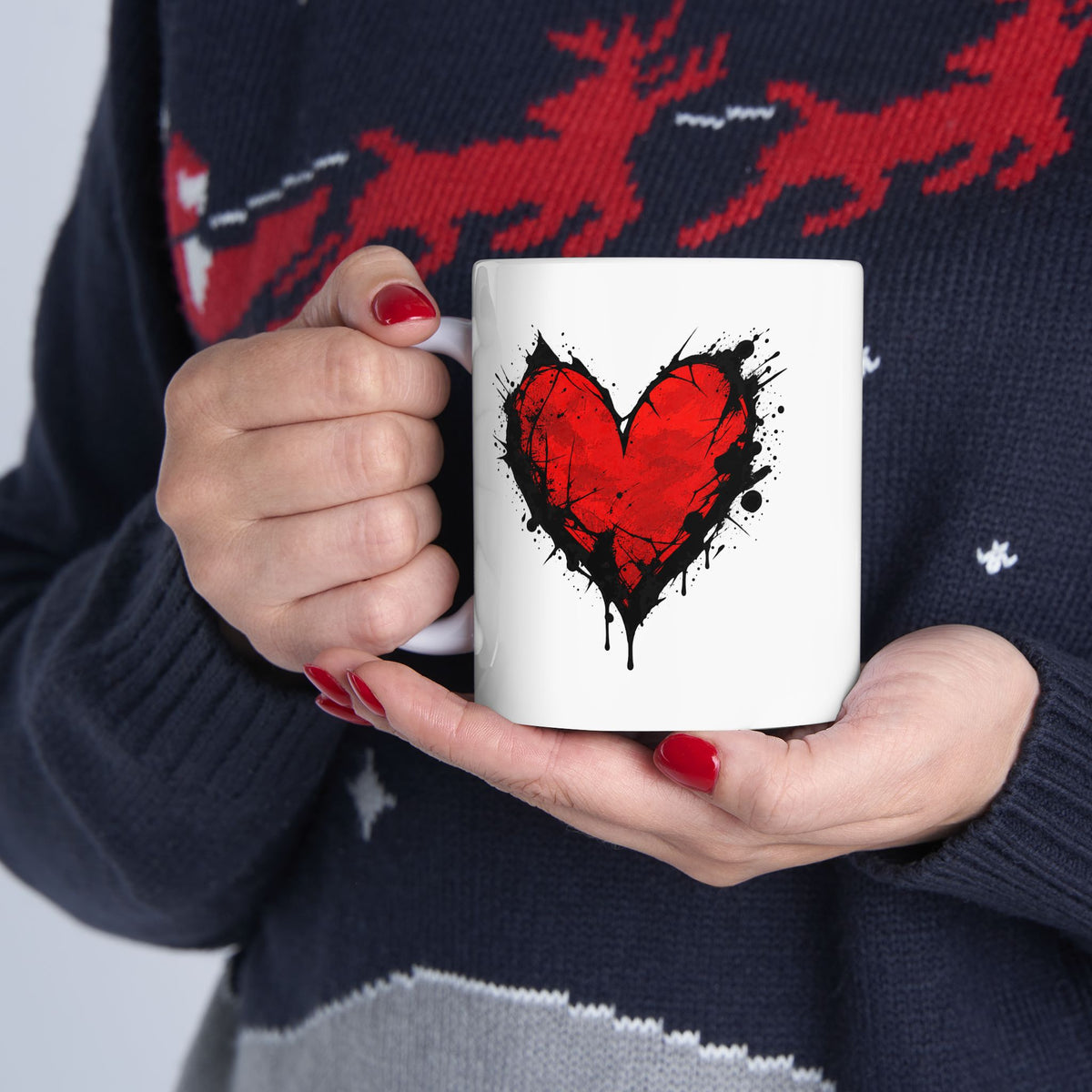 Heart Design Ceramic Mug, (11oz, 15oz)