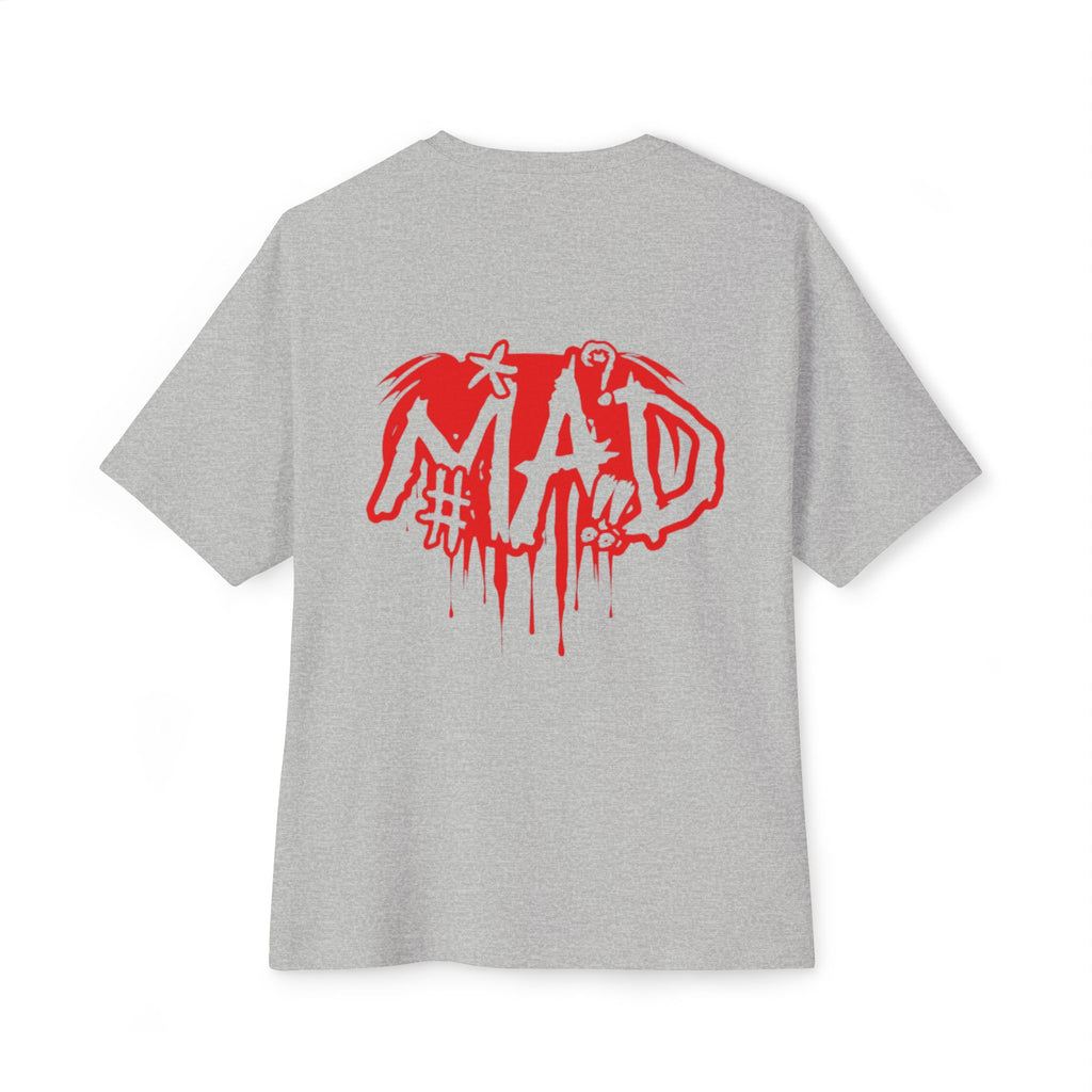 Boxy Tee — Small Red Drip "MAD" Logo Chest Graphic