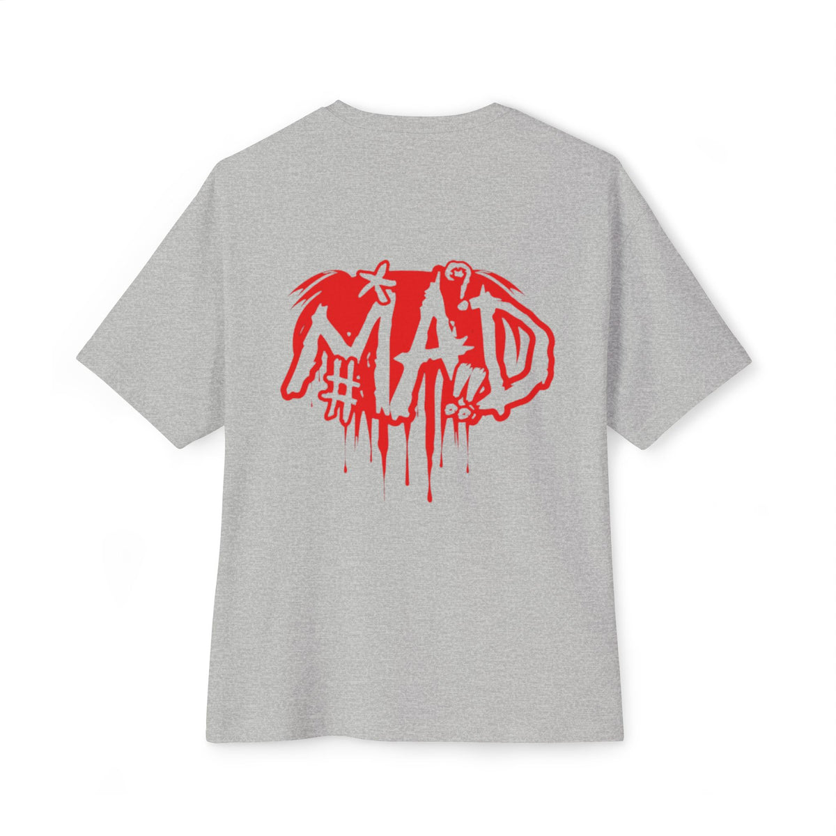 Boxy Tee — Small Red Drip "MAD" Logo Chest Graphic