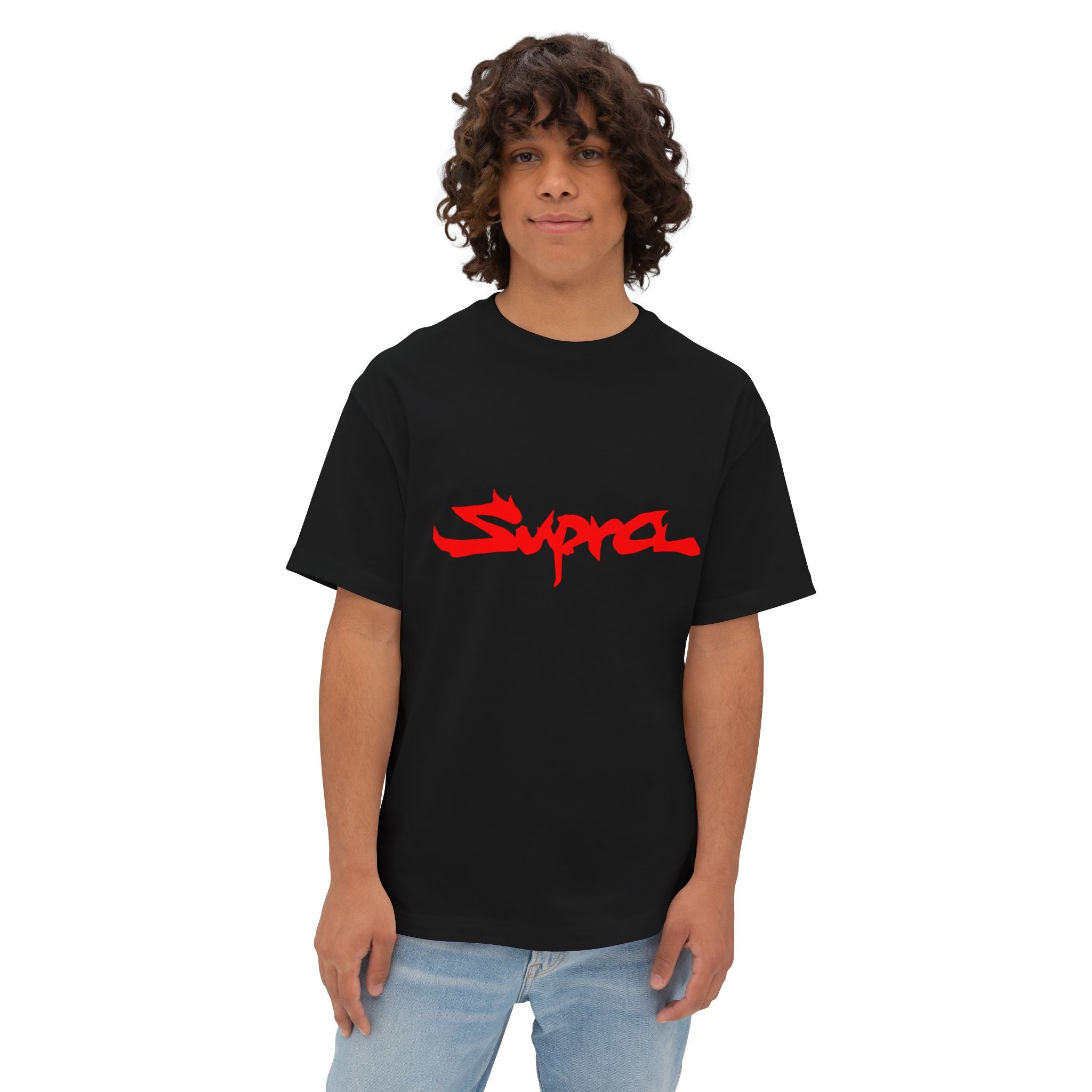 Supra Script Boxy Tee — White Oversized Graphic T-Shirt
