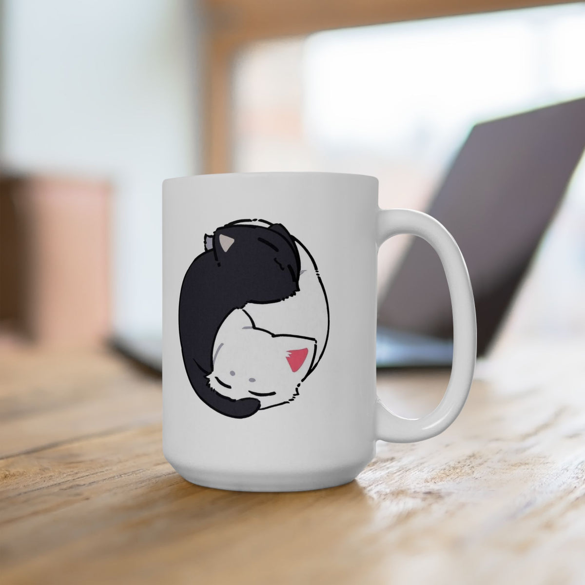 Cat Face Ceramic Mug — Cute Sleeping Kitty Coffee Cup (11oz & 15oz)