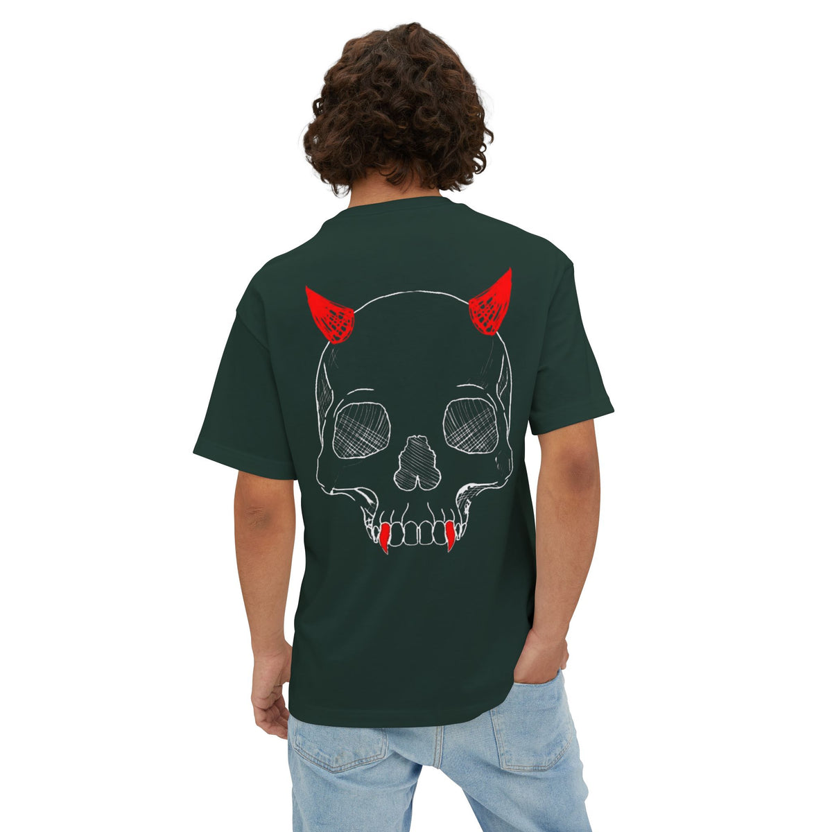 Doodled Skull Oversized Boxy Tee