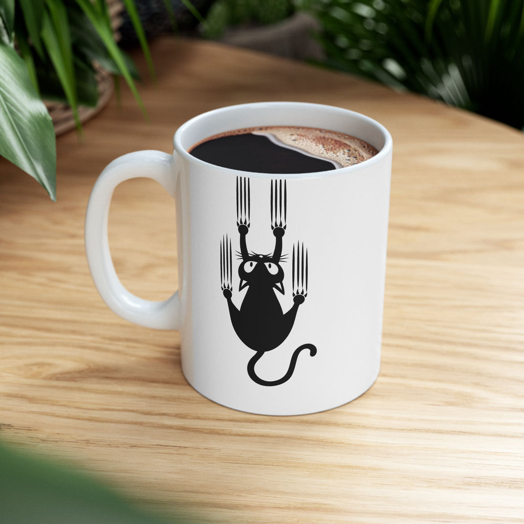Funny Cat Face Ceramic Mug – Cute Grumpy Cat Coffee Cup (11oz, 15oz)