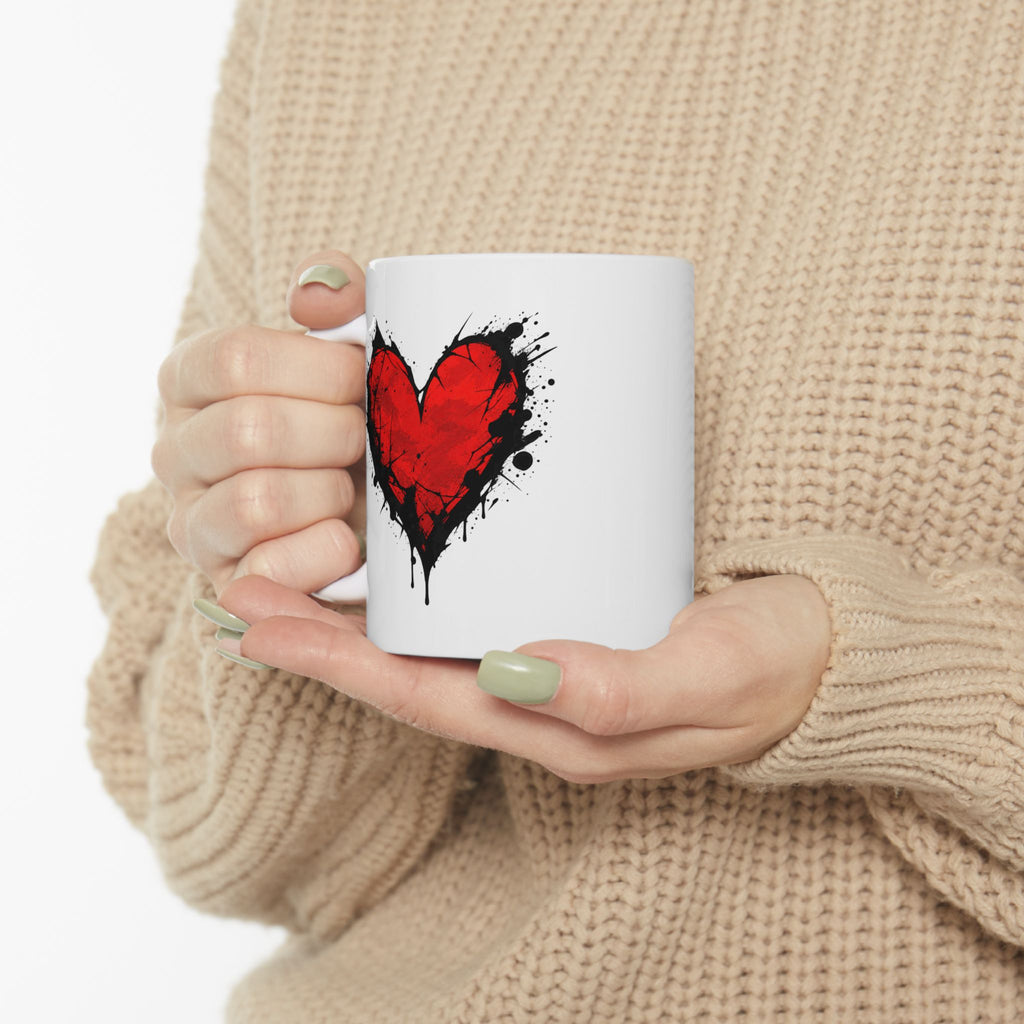 Heart Design Ceramic Mug, (11oz, 15oz)