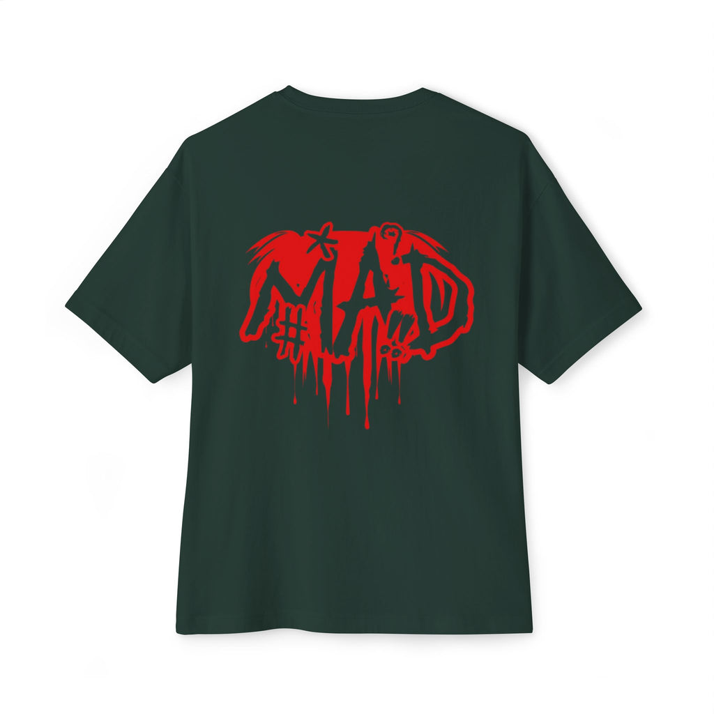 Boxy Tee — Small Red Drip "MAD" Logo Chest Graphic