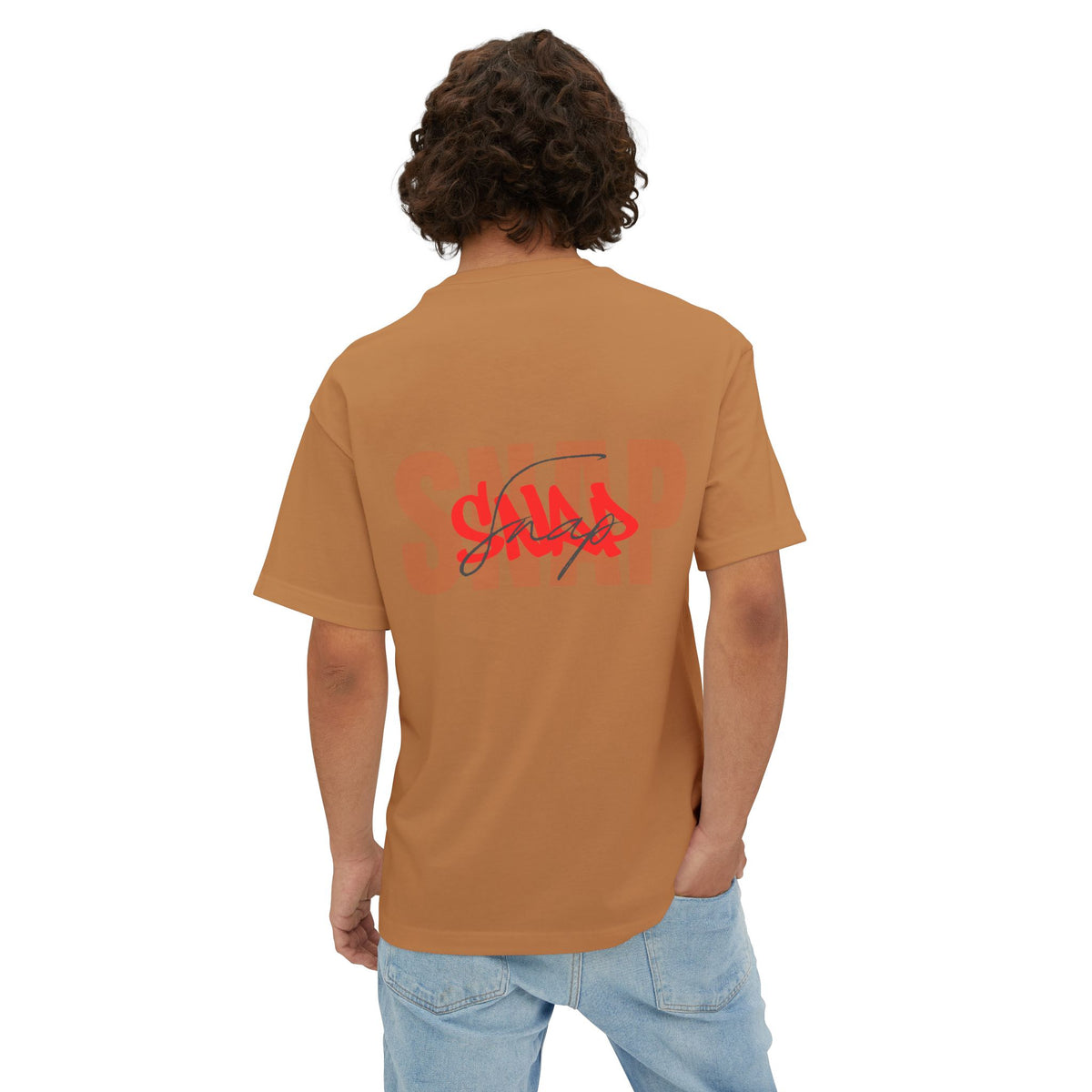 SNAP Graphic Tee — White Oversized Boxy T-Shirt with Bold Red Text