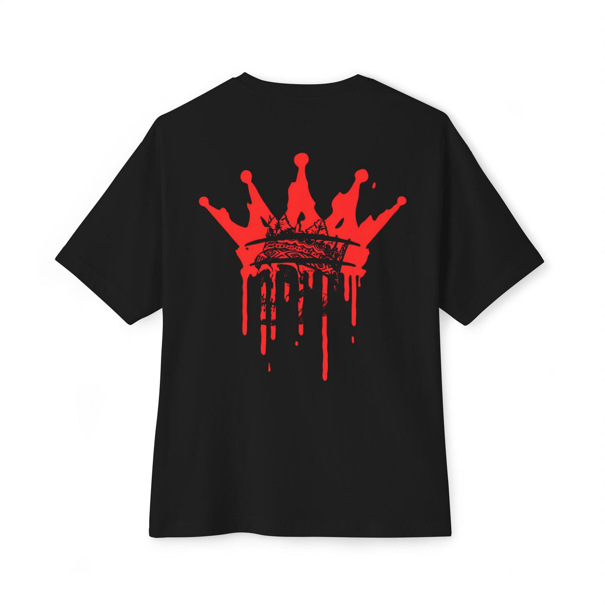 Boxy Tee — Red Drip Crown Graphic T‑Shirt
