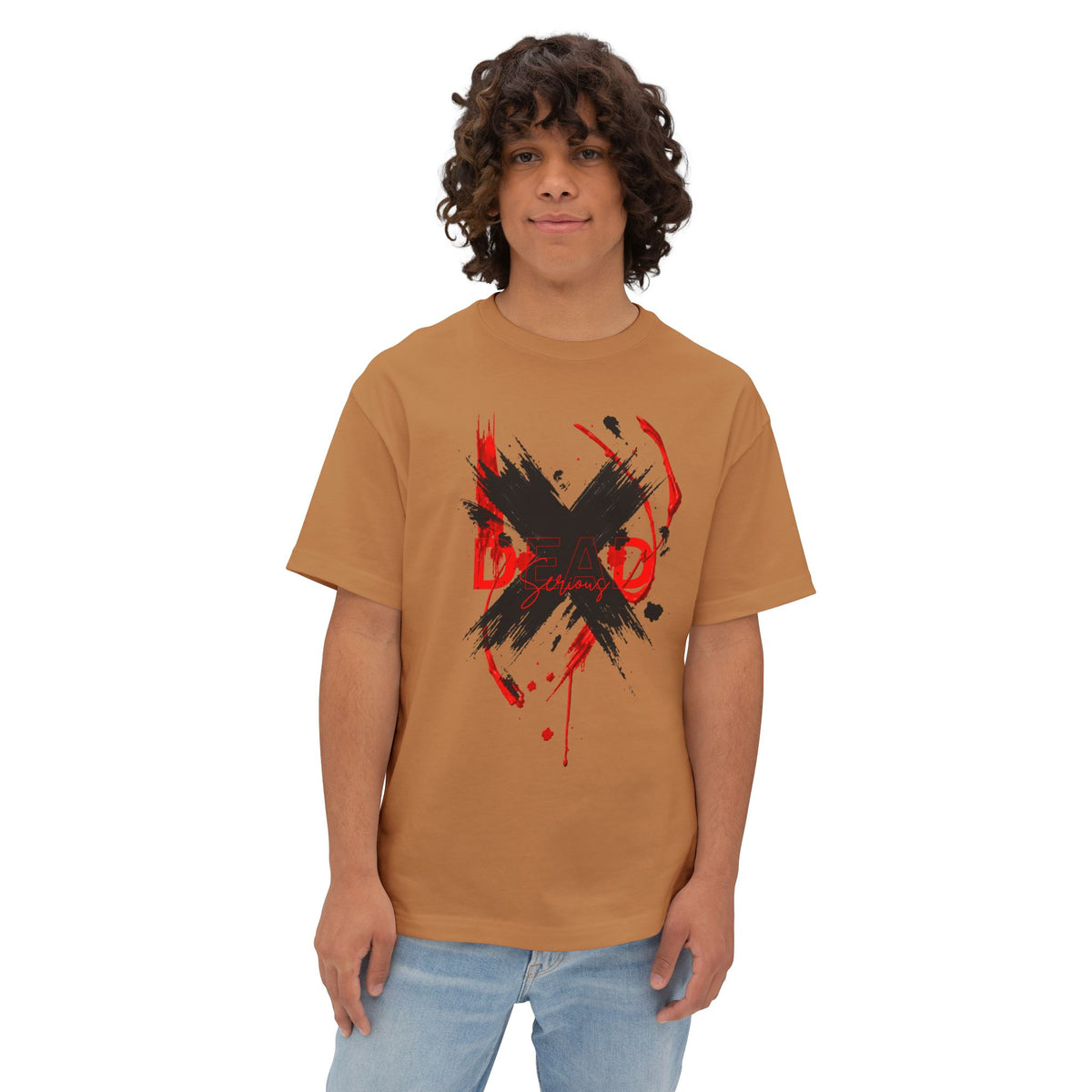Boxy Tee — Red & Black Grunge X Graphic