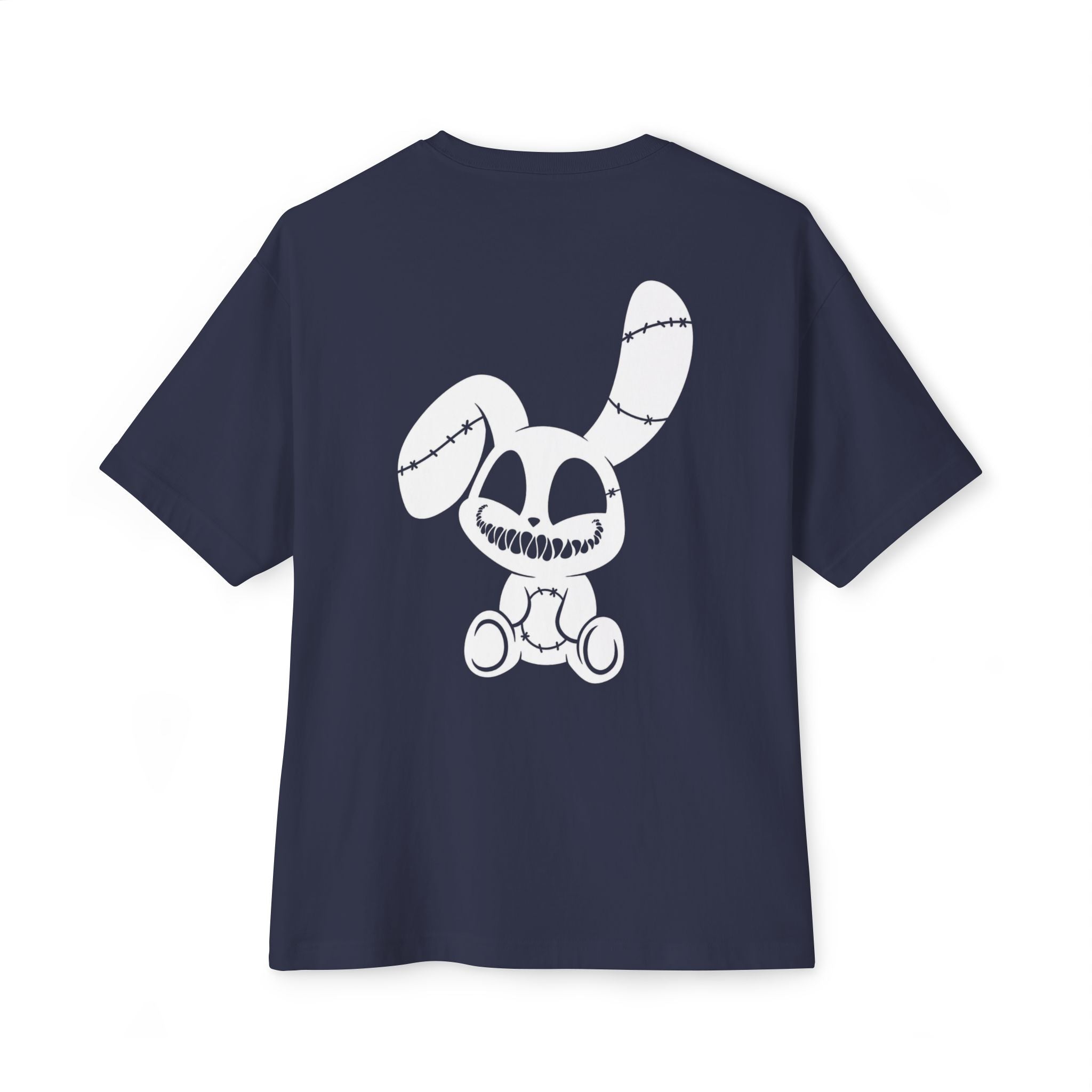 Spooky Grin Tee — Black Oversized Boxy Shirt with Creepy Smile Graphic