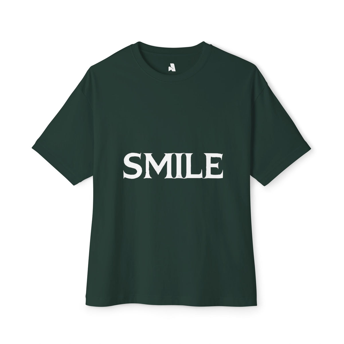 SMILE Graphic Tee — Black Oversized Boxy Shirt with White Gothic Text